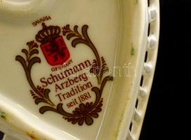Schumann porcelán szív alakú tál, matricás, jelzett, hibátlan, dobozban, 10x11x4 cm cm