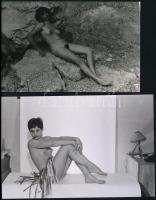 cca 1985 Kellemes órák hozadéka, szolidan erotikus felvételek, 7 db vintage negatív + 10 db vintage ...