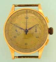 18K arany Cronograph karóra. Jelzett arany. Óraszerkezet javításra szorul. d: 4 cm Hátlap 2,8g