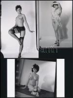 cca 1988 Előtte és utána, szolidan erotikus felvételek, 9 db vintage negatív + 9 db vintage fotó és/...