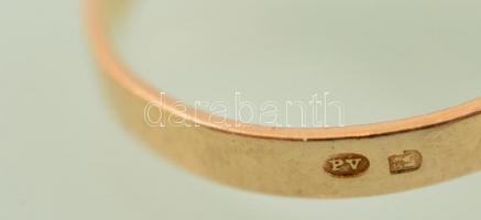 Arany (Au) 14K gyűrű szintetikus rubinnal, jelzett, méret: 56, bruttó: 3,1 g