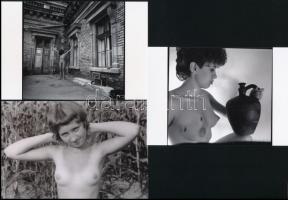 cca 1982 Talán igen, talán nem, szolidan erotikus felvételek, 9 db vintage negatív + 9 db vintage fo...