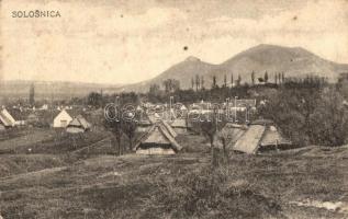 Széleskút, Breitenbrunn, Solosnica; látkép, kunyhók, háttérben Detrekő vára. Kiadja A. Wiesner 78a / general view, huts, castle in the distance (Plavecky hrad) (Rb)