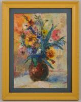 Biró Ferenc (?-?): Virágcsendélet. Olaj, karton, jelzett, keretben, 39×28 cm