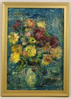 Biró Ferenc (?-?): Virágcsendélet. Olaj, karton, jelzett, keretben, 70×50 cm