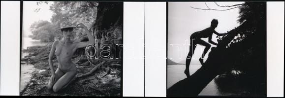 cca 1975 Naturista életmód, szolidan erotikus felvételek, 7 db vintage negatív + 8 db vintage fotó é...