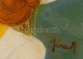 Jancsek Antal (1907-1990): Bálban. Pasztell, papír, üvegezett keretben, 50×40 cm