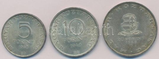 1948. 5Ft Ag "Petőfi" + 10Ft Ag "Széchenyi" + 20Ft Ag "Táncsics" - &qu...