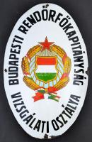 Cca 1970 nagyméretű zománc tábla Budapesti Rendőr-főkapitányság Vizsgálati Osztály régi címerrel, több helyen zománc lepattanással, 60×38 cm