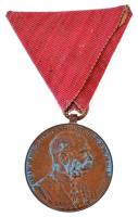 1898. Jubileumi Emlékérem Fegyveres Erő Számára / Signum memoriae (AVSTR) Br kitüntetés mellszalaggal T:1- patina  Hungary 1898. Commemorative Jubilee Medal for the Armed Forces decoration with ribbon C:AU patina NMK 249.