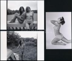 cca 1979 Vidám vasárnapok, szolidan erotikus felvételek, 7 db vintage negatív + 9 db vintage fotó és...