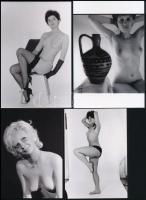 cca 1984 Önkéntes modellek, szolidan erotikus felvételek, 8 db vintage negatív + 8 db vintage fotó é...