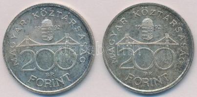 1992. 200Ft Ag "MNB" (2x) T:2 patina