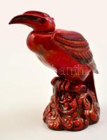 Zsolnay ökörvérmázas Buceros bicornis (nagy szarvascsőrűmadár), formába préselt porcelánfajansz, jel...