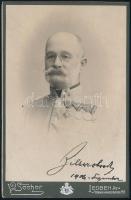 1906 Joseph Ziller osztrák-magyar ezredes, kitüntetésekkel, keményhátú fotó, 16,5×10,5 cm