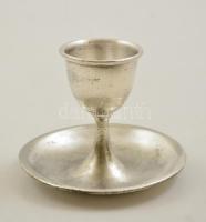 Jelzett alpakka gyertyatartó 19 cm, alpakka tojástartó