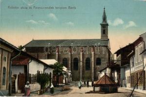 Bártfa, Bártfafürdő, Bardejovské Kúpele, Bardejov; Kolostor utca és Ferenc rendi templom. Kiadja Salgó Mór / street view, Franciscan church (EB)