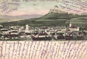 1907 Szepesváralja, Kirchdrauf, Spisské Podhradie; Spissky hrad / látkép a várral. Kiadja Sax Nándor / general view with the castle (EK)