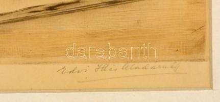 Edvi Illés Aladárné (1877-1963): Meseolvasás. Színezett rézkarc, papír, jelzett, üvegezett keretben,...