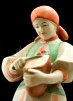 Zsolnay kenyérszelő, kézzel festett, jelzett, kopott, m:30 cm