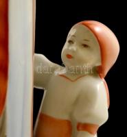 Zsolnay kenyérszelő, kézzel festett, jelzett, kopott, m:30 cm