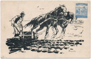 10 db RÉGI lovas motívumlap, vegyes minőség / 10 pre-1945 horse motive cards, mixed quality