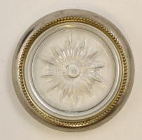 Ezüstözött peremű üveg hamutartó, 3 db, d: 10 cm