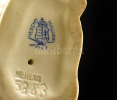 Herendi cica, kézzel festett, jelzett, apró kopásokkal, m: 11,5 cm