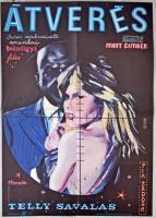 1985 Futó Tamás (?-): Átverés, amerikai bűnügyi film plakát, főszerepben: Telly Savalas, hajtásnyommal, 80x57 cm