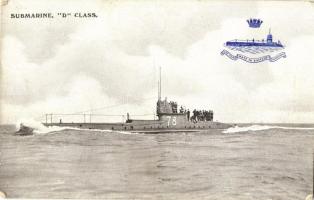 Submarine D Class No. 78., British Royal Navy (kopott sarkak / worn corners)