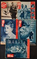 1943 5 db külföldi lap: Sie und Er, 4 száma, Schweizer Illustrierte Zeitung 1 száma. Benne számos érdekes írással, fotókkal, közte világháborús fotókkal, írásokkal. Német nyelven. Változó állapotban.