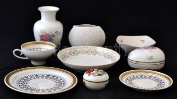 Vegyes porcelán tétel, benne Hollóházi, Drasche és egyéb márkák