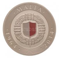 Málta 2014. 10E Ag Málta Függetlenségének 50. évfordulója eredeti dísztokban tanúsítvánnyal T:PP Malta 2014. 10 Euro Ag 50th Anniversary of Malta Independence in original case iwth certificate C:PP