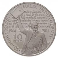 Málta 2014. 10E Ag "Málta Függetlenségének 50. évfordulója" eredeti dísztokban tanúsítvánn...