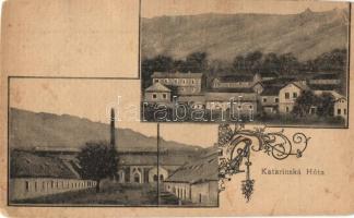 Katalinhuta, Katarínska Huta (Szinóbánya, Cinobana); üveggyár / glass factory. Art Nouveau. Jos. Droppa (vágott / cut)