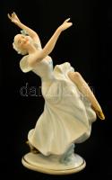 Unterweissbach porcelán táncosnő, kézzel festett, jelzett, hibátlan, m:20 cm