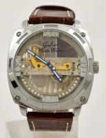 Graf von Monte Wehro automata karóra, látványos, üveg tokkal, bőr szíjjal. Nem hordott, fóliázott ál...