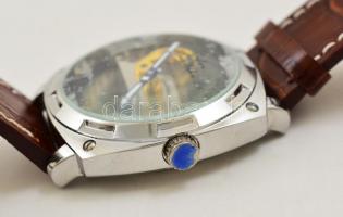 Graf von Monte Wehro automata karóra, látványos, üveg tokkal, bőr szíjjal. Nem hordott, fóliázott ál...