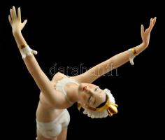 Wallendorf táncoló félakt, kézzel festett, jelzett, restaurált, kopott, m:33 cm