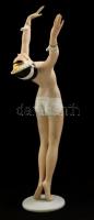 Wallendorf táncoló félakt, kézzel festett, jelzett, restaurált, kopott, m:33 cm