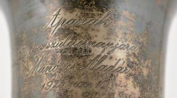 1925 Jelzett ezüst kupa születésnapi gravírozással 143g 15 cm