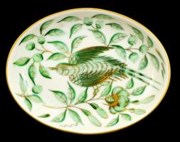 Herendi madaras tálka és fogpiszkáló tartó Kézzel festett, jelzett, hibátlan. 12cm 5  cm