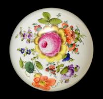 Herendi talpas bonbonniere. Kézzel festett, jelzett, hibátlan d: 12 cm