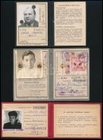 1941-1965 5 db igazolvány (tűzoltó, Magyar Államvasutak, Magyar Királyi Államvasutak)