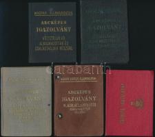 1941-1965 5 db igazolvány (tűzoltó, Magyar Államvasutak, Magyar Királyi Államvasutak)