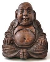 Buddha szobor, festett gipsz, kopásokkal, m: 19,5 cm