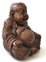 Buddha szobor, festett gipsz, kopásokkal, m: 19,5 cm