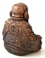 Buddha szobor, festett gipsz, kopásokkal, m: 19,5 cm