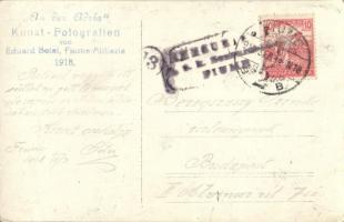 1918 Fiume, Kikötő, gőzhajók /  An der Adria, Kunst-Fotografien von Eduard Betai / port, steamships,...