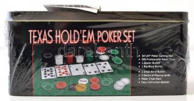 Texas póker szett, fém dobozban, bontatlan csomagolásban, 24×11,5×11 cm
